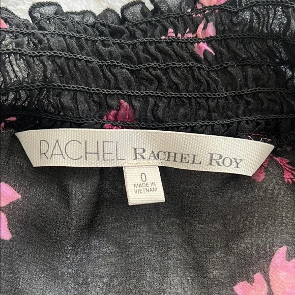 RACHEL Rachel Roy Sheer Black Dress with Pink Floral Design - Picture 10 of 10